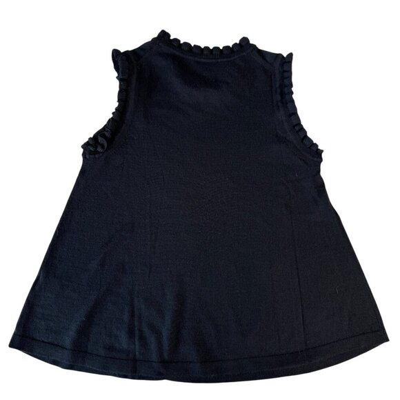 Me and Em womens size XS black knit sweater top wool silk blend ruffle trim - Picture 5 of 9